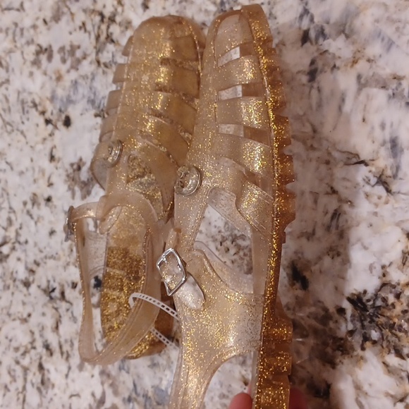 COACH Jelly PVC Gold Glitter Flat Fisherman Sandals Sizes 8 NEW - Picture 9 of 14